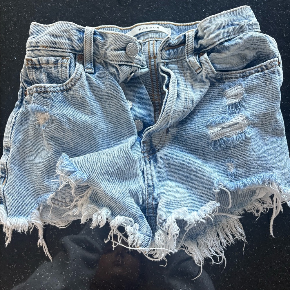 Blue washed vintage high rise PacSun Light Blue Denim Shorts